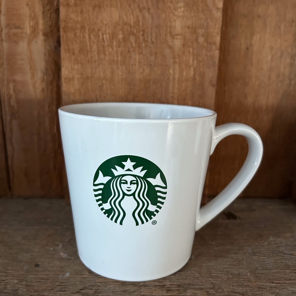 Starbucks white coffee mug with green logo, 2017